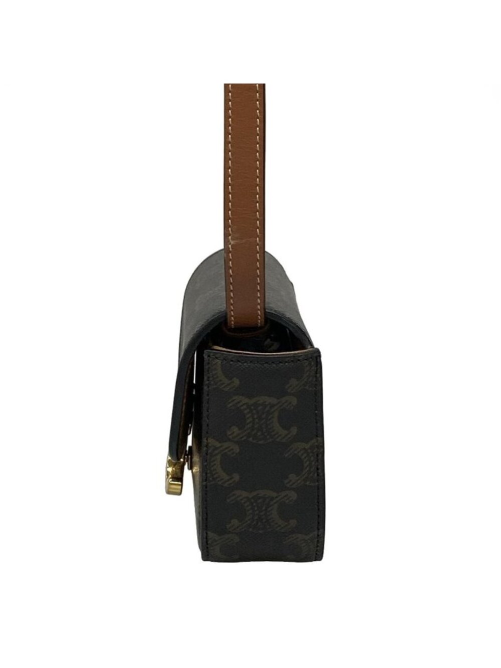 ★SOLD★ Celine Shoulder Bag Mini Triomphe Black Dark Brown Leather - Picture 4 of 15